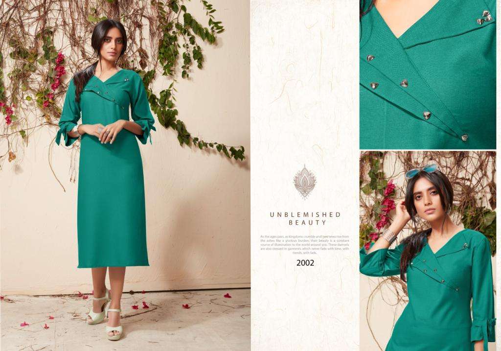 AMBER VOL-2 BY VASTRA MODA 2001 TO 2008 SERIES BEAUTIFUL STYLISH FANCY COLORFUL CASUAL WEAR & ETHNIC WEAR & READY TO WEAR PREMIUM SLUB EMBROIDERED KURTIS AT WHOLESALE PRICE