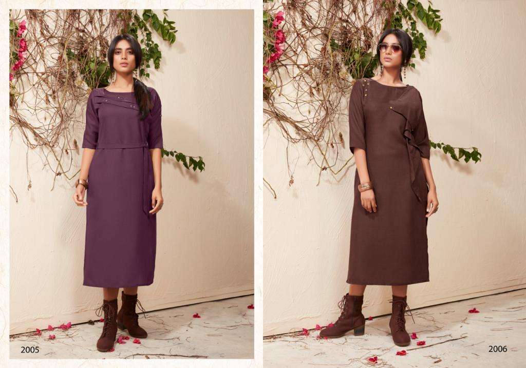AMBER VOL-2 BY VASTRA MODA 2001 TO 2008 SERIES BEAUTIFUL STYLISH FANCY COLORFUL CASUAL WEAR & ETHNIC WEAR & READY TO WEAR PREMIUM SLUB EMBROIDERED KURTIS AT WHOLESALE PRICE