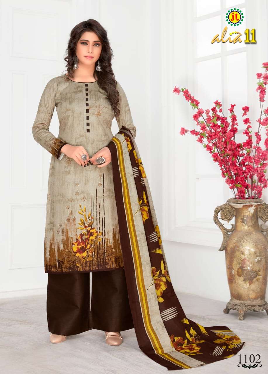 ALIA VOL-11 BY JT 1101 TO 1115 SERIES BEAUTIFUL SUITS STYLISH FANCY COLORFUL PARTY WEAR & OCCASIONAL WEAR COTTON PRINTED DRESSES AT WHOLESALE PRICE