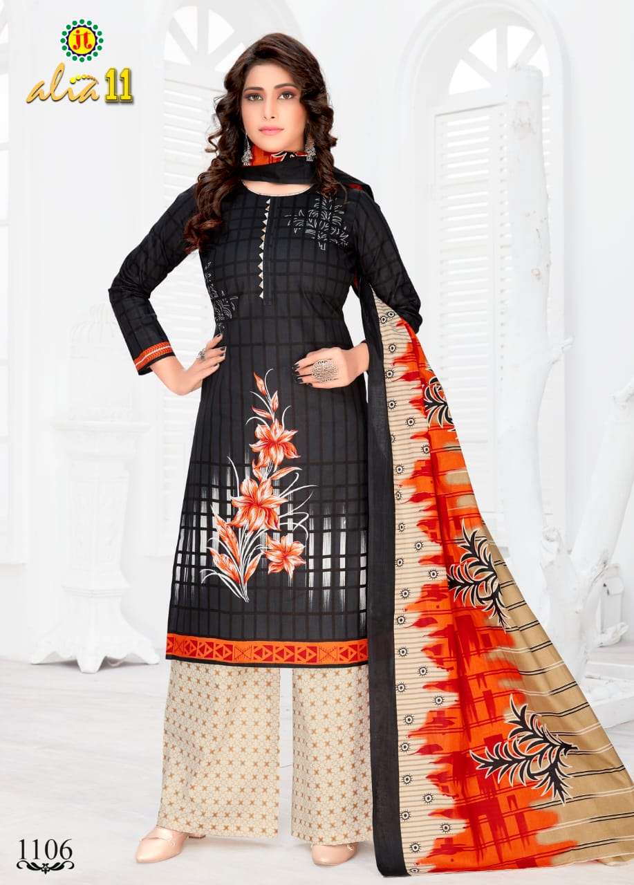 ALIA VOL-11 BY JT 1101 TO 1115 SERIES BEAUTIFUL SUITS STYLISH FANCY COLORFUL PARTY WEAR & OCCASIONAL WEAR COTTON PRINTED DRESSES AT WHOLESALE PRICE