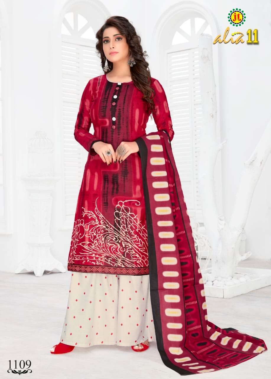 ALIA VOL-11 BY JT 1101 TO 1115 SERIES BEAUTIFUL SUITS STYLISH FANCY COLORFUL PARTY WEAR & OCCASIONAL WEAR COTTON PRINTED DRESSES AT WHOLESALE PRICE