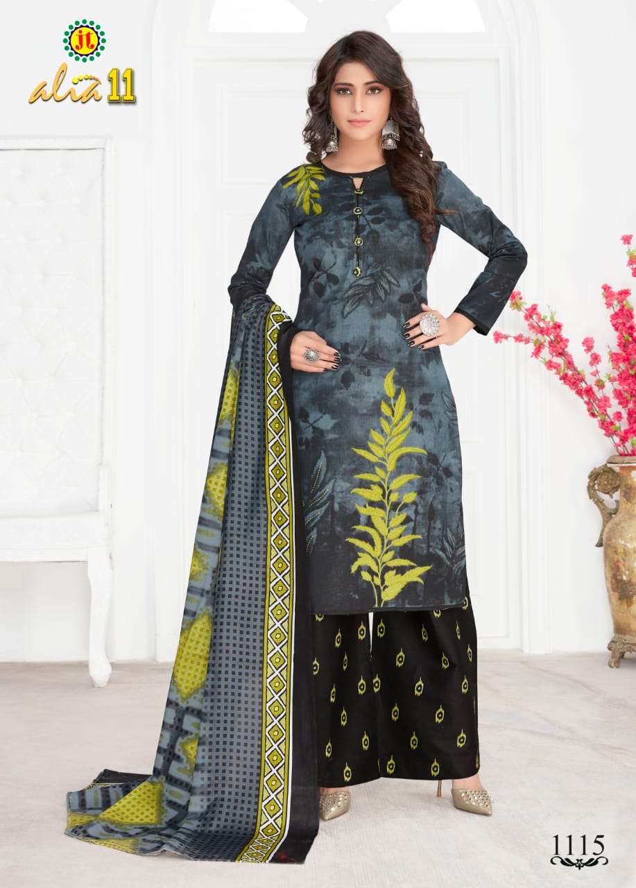 ALIA VOL-11 BY JT 1101 TO 1115 SERIES BEAUTIFUL SUITS STYLISH FANCY COLORFUL PARTY WEAR & OCCASIONAL WEAR COTTON PRINTED DRESSES AT WHOLESALE PRICE