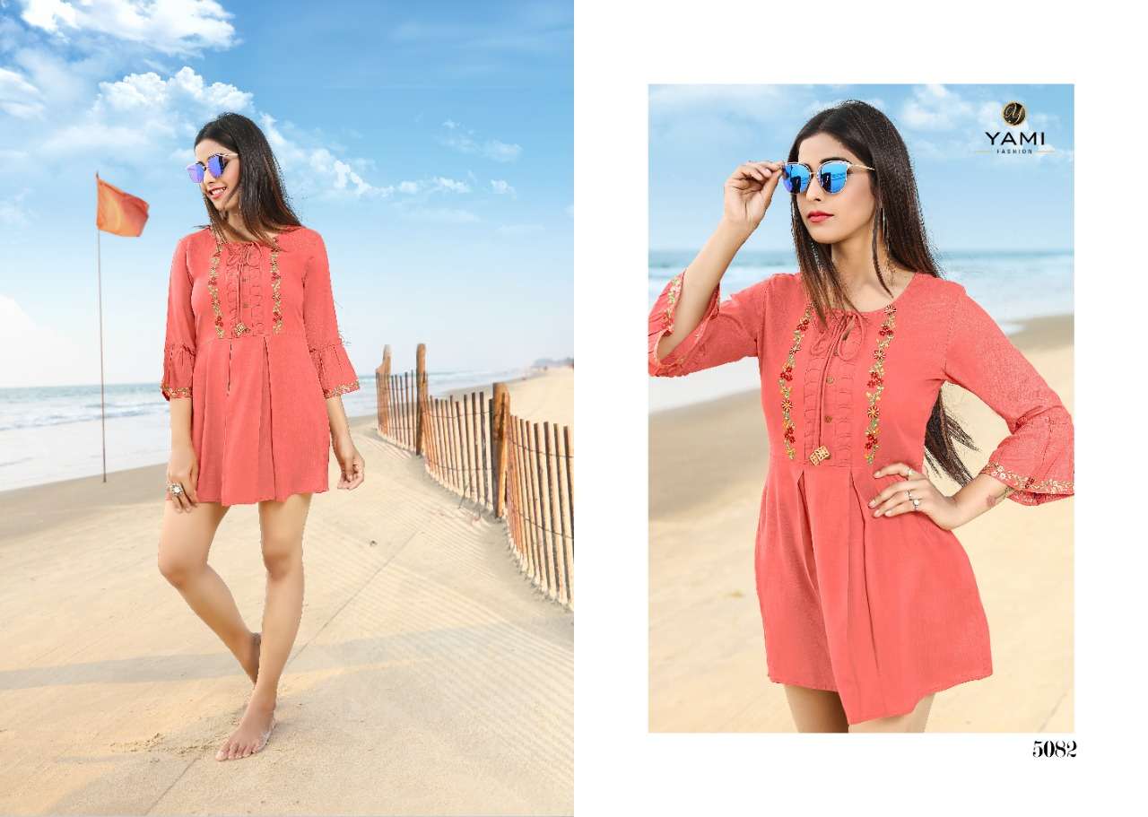 BOLD VOL-3 BY YAMI FASHION 5081 TO 5089 SERIES BEAUTIFUL COLORFUL STYLISH FANCY CASUAL WEAR & READY TO WEAR HEAVY RAYON EMBROIDERED TOPS AT WHOLESALE PRICE