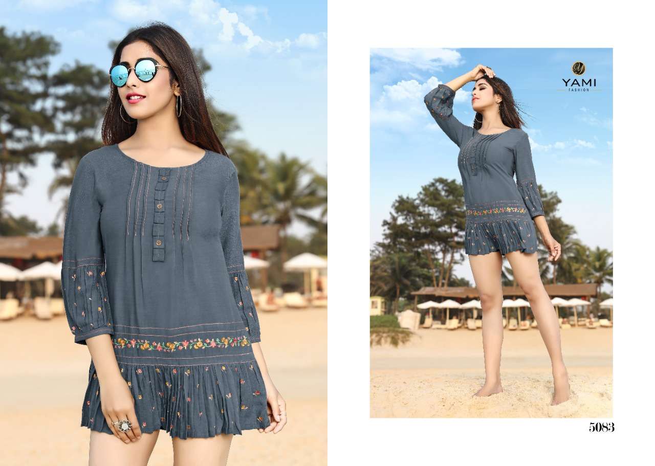BOLD VOL-3 BY YAMI FASHION 5081 TO 5089 SERIES BEAUTIFUL COLORFUL STYLISH FANCY CASUAL WEAR & READY TO WEAR HEAVY RAYON EMBROIDERED TOPS AT WHOLESALE PRICE