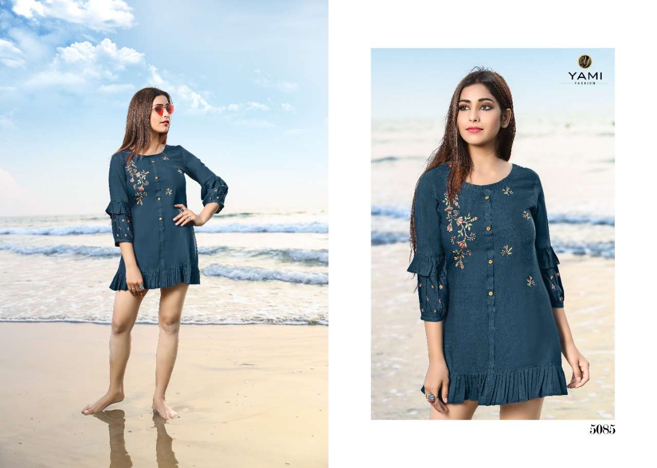 BOLD VOL-3 BY YAMI FASHION 5081 TO 5089 SERIES BEAUTIFUL COLORFUL STYLISH FANCY CASUAL WEAR & READY TO WEAR HEAVY RAYON EMBROIDERED TOPS AT WHOLESALE PRICE