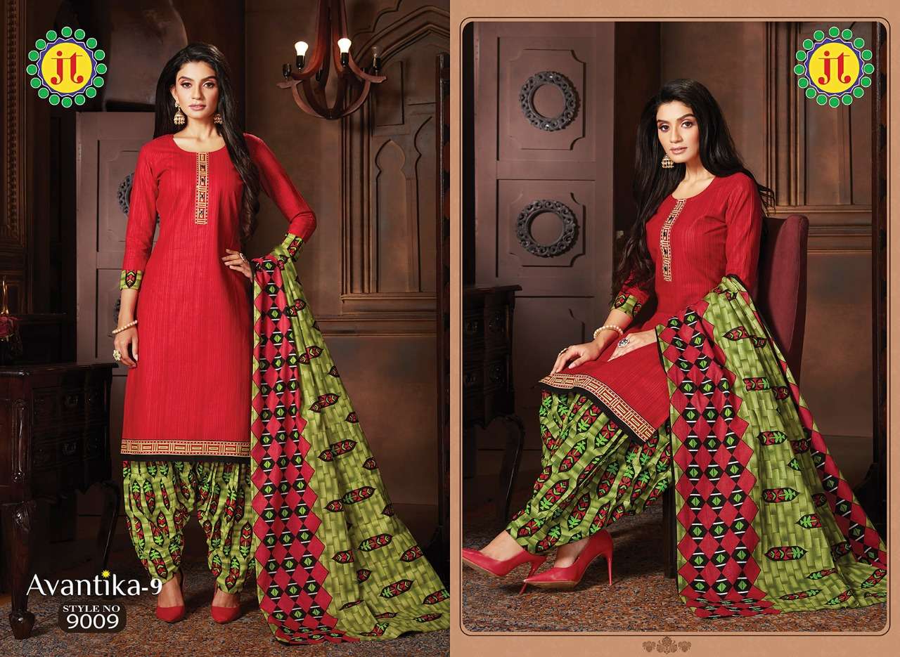 AVANTIKA VOL-9 BY JT 9001 TO 9015 SERIES BEAUTIFUL SUITS STYLISH FANCY COLORFUL PARTY WEAR & OCCASIONAL WEAR COTTON PRINT DRESSES AT WHOLESALE PRICE