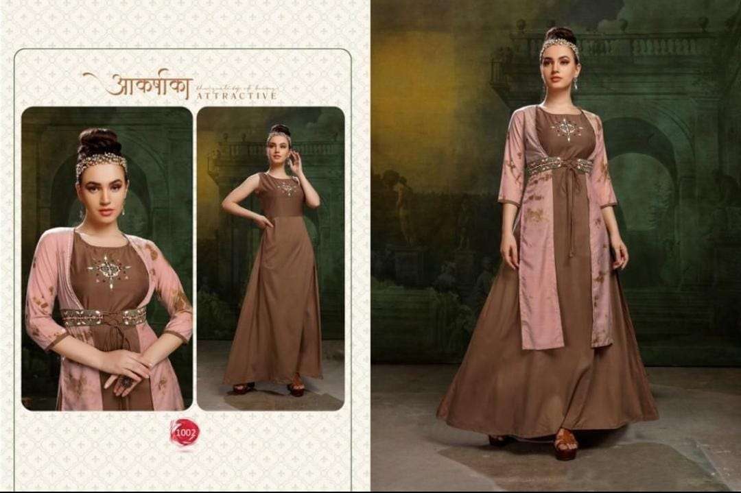 ROHINI VOL-2 BY VASTRA MODA 1001 TO 1004 SERIES BEAUTIFUL COLORFUL STYLISH FANCY PARTY WEAR & ETHNIC WEAR & READY TO WEAR PREMIUM MUSLIN GOWNS AT WHOLESALE PRICE