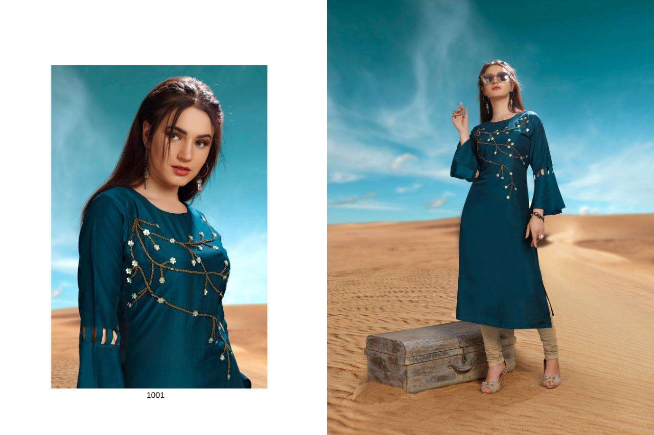 DESERT POINT BY VASTRA MODA 1001 TO 1007 SERIES BEAUTIFUL COLORFUL STYLISH FANCY PARTY WEAR & ETHNIC WEAR & READY TO WEAR PREMIUM VISCOSE MUSLIN KURTIS AT WHOLESALE PRICE