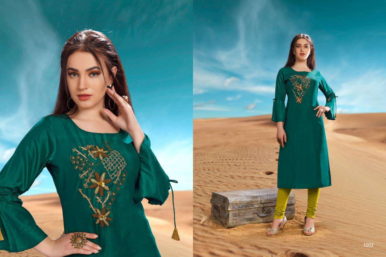DESERT POINT BY VASTRA MODA 1001 TO 1007 SERIES BEAUTIFUL COLORFUL STYLISH FANCY PARTY WEAR & ETHNIC WEAR & READY TO WEAR PREMIUM VISCOSE MUSLIN KURTIS AT WHOLESALE PRICE