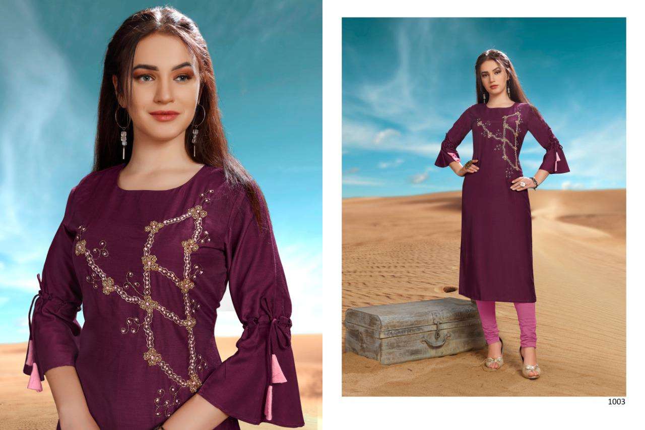DESERT POINT BY VASTRA MODA 1001 TO 1007 SERIES BEAUTIFUL COLORFUL STYLISH FANCY PARTY WEAR & ETHNIC WEAR & READY TO WEAR PREMIUM VISCOSE MUSLIN KURTIS AT WHOLESALE PRICE