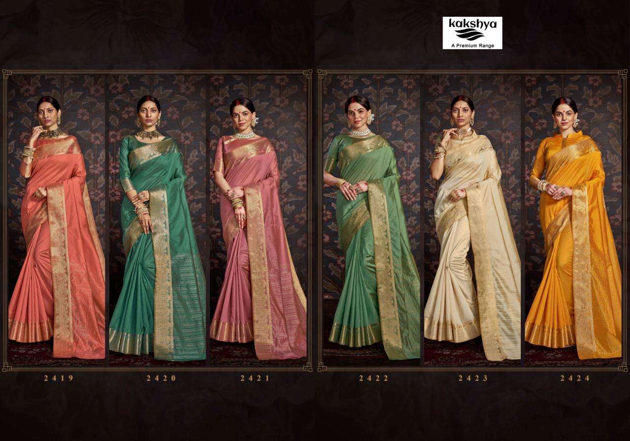 RIYA BY KAKSHYA 2419 TO 2424 SERIES INDIAN TRADITIONAL WEAR COLLECTION BEAUTIFUL STYLISH FANCY COLORFUL PARTY WEAR & OCCASIONAL WEAR ASSAM SILK SAREES AT WHOLESALE PRICE