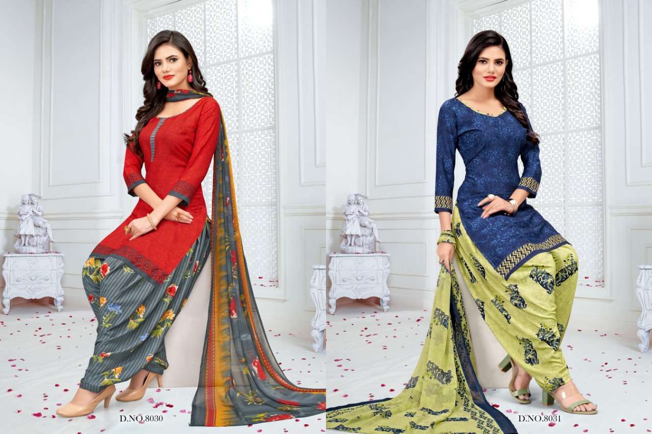 ROYAL PATIYALA BY VISHNU PRINTS 8025 TO 8036 SERIES BEAUTIFUL SUITS STYLISH FANCY COLORFUL PARTY WEAR & OCCASIONAL WEAR CREPE PRINT DRESSES AT WHOLESALE PRICE