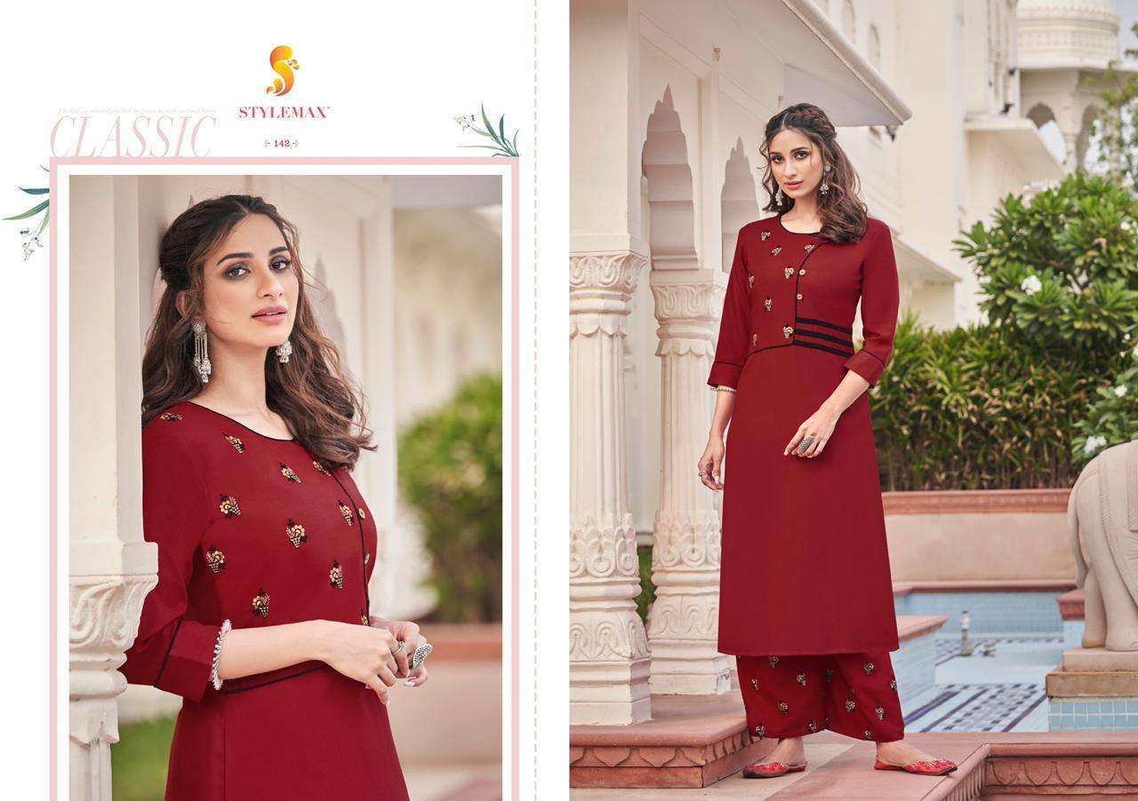 ANANYA VOL-5 BY STYLEMAX 141 TO 151 SERIES BEAUTIFUL STYLISH FANCY COLORFUL CASUAL WEAR & ETHNIC WEAR & READY TO WEAR MAGIC CLYB EMBROIDERED KURTIS WITH BOTTOM AT WHOLESALE PRICE