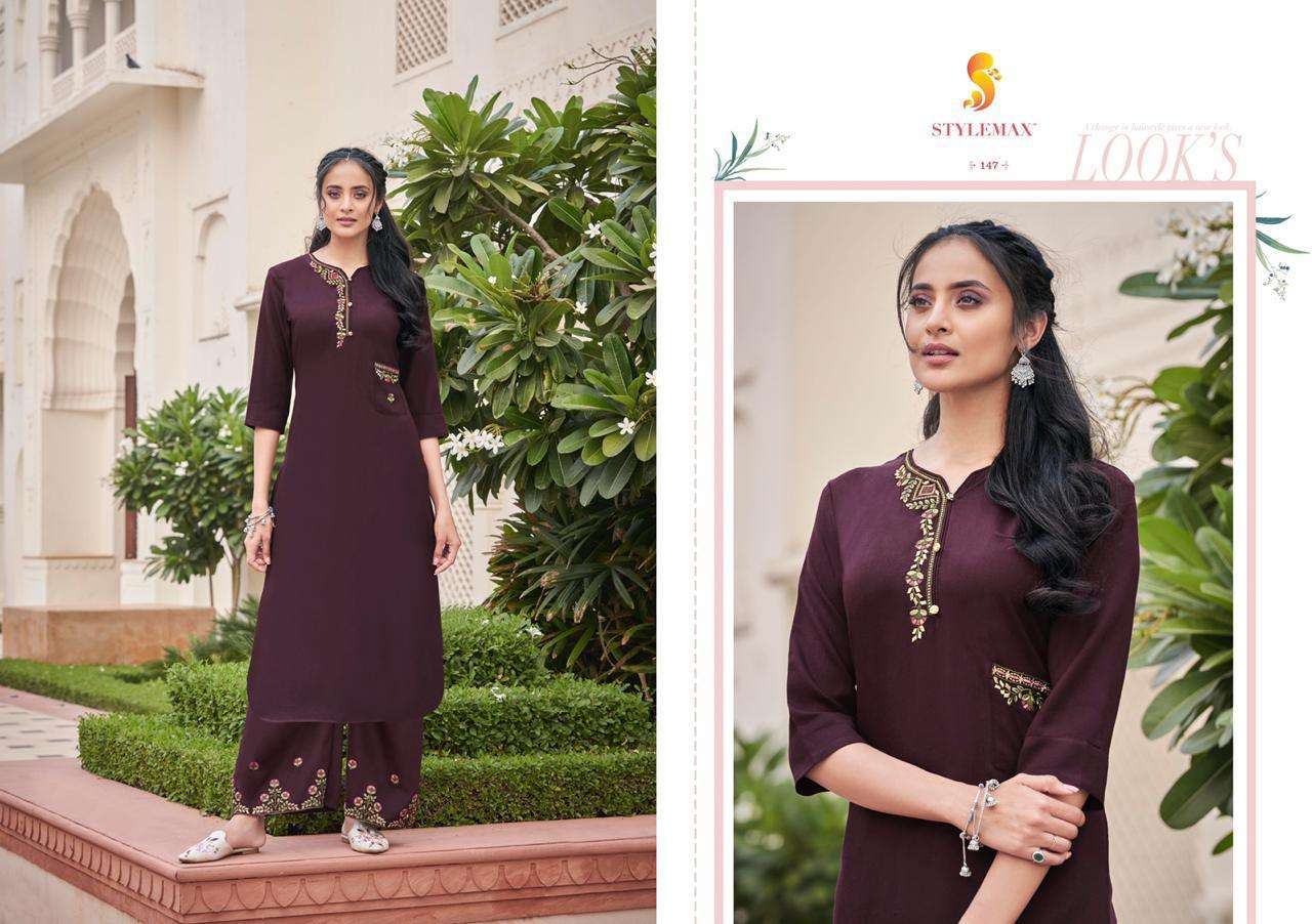 ANANYA VOL-5 BY STYLEMAX 141 TO 151 SERIES BEAUTIFUL STYLISH FANCY COLORFUL CASUAL WEAR & ETHNIC WEAR & READY TO WEAR MAGIC CLYB EMBROIDERED KURTIS WITH BOTTOM AT WHOLESALE PRICE