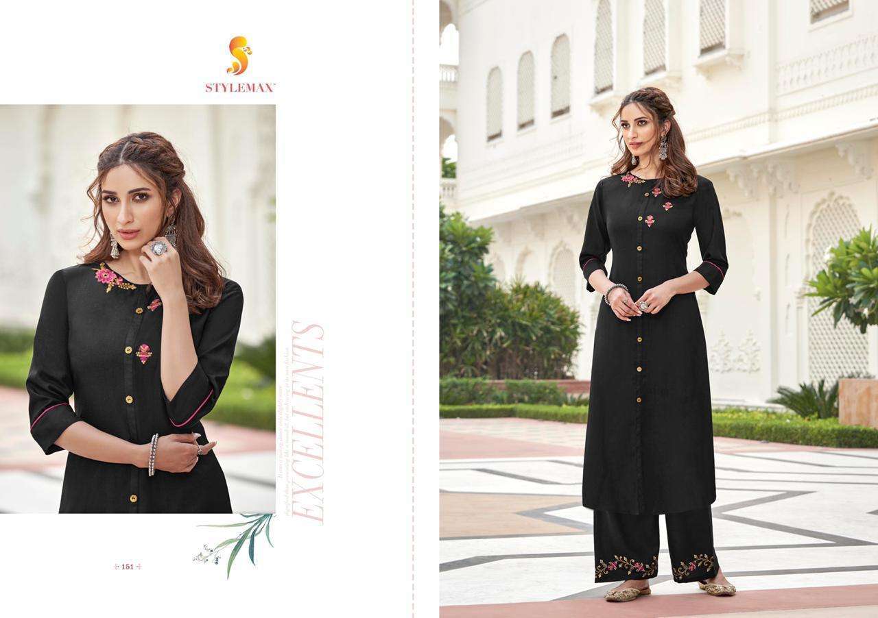 ANANYA VOL-5 BY STYLEMAX 141 TO 151 SERIES BEAUTIFUL STYLISH FANCY COLORFUL CASUAL WEAR & ETHNIC WEAR & READY TO WEAR MAGIC CLYB EMBROIDERED KURTIS WITH BOTTOM AT WHOLESALE PRICE