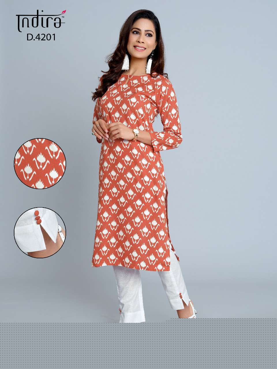 PINK CITY VOL-2 BY INDIRA 4201 TO 4209 SERIES BEAUTIFUL STYLISH FANCY COLORFUL CASUAL WEAR & ETHNIC WEAR & READY TO WEAR PURE CAMBRIC COTTON KURTIS WITH BOTTOM AT WHOLESALE PRICE