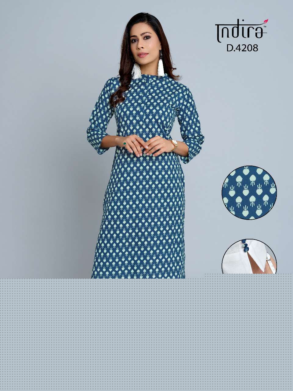 PINK CITY VOL-2 BY INDIRA 4201 TO 4209 SERIES BEAUTIFUL STYLISH FANCY COLORFUL CASUAL WEAR & ETHNIC WEAR & READY TO WEAR PURE CAMBRIC COTTON KURTIS WITH BOTTOM AT WHOLESALE PRICE