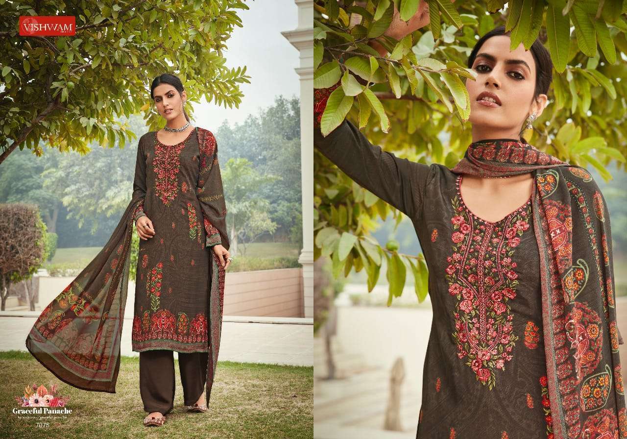 ESPRESSO VOL-5 BY VISHWAM PRINTS 7072 TO 7083 SERIES BEAUTIFUL SUITS STYLISH FANCY COLORFUL PARTY WEAR & OCCASIONAL WEAR CREPE PRINT DRESSES AT WHOLESALE PRICE