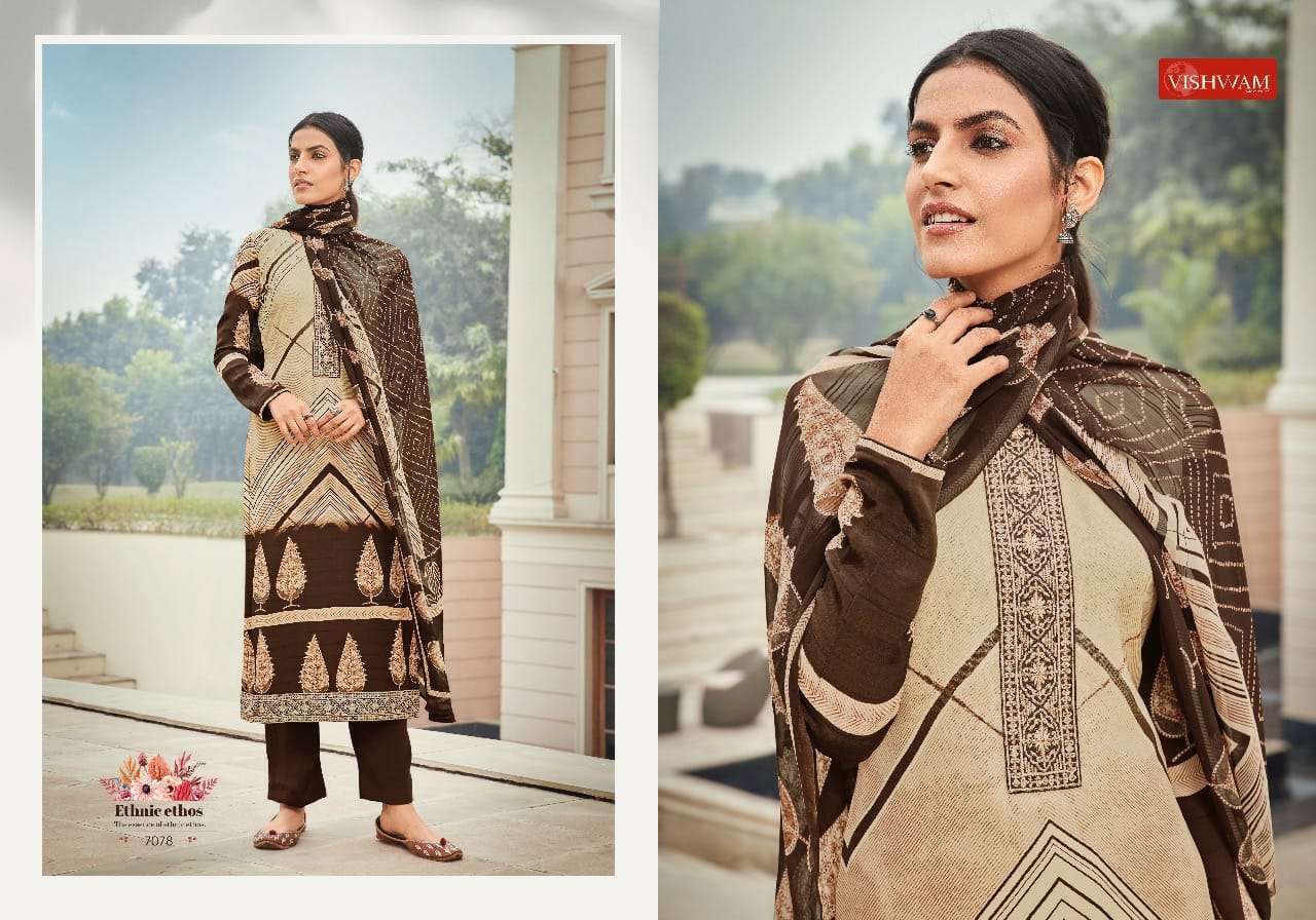 ESPRESSO VOL-5 BY VISHWAM PRINTS 7072 TO 7083 SERIES BEAUTIFUL SUITS STYLISH FANCY COLORFUL PARTY WEAR & OCCASIONAL WEAR CREPE PRINT DRESSES AT WHOLESALE PRICE