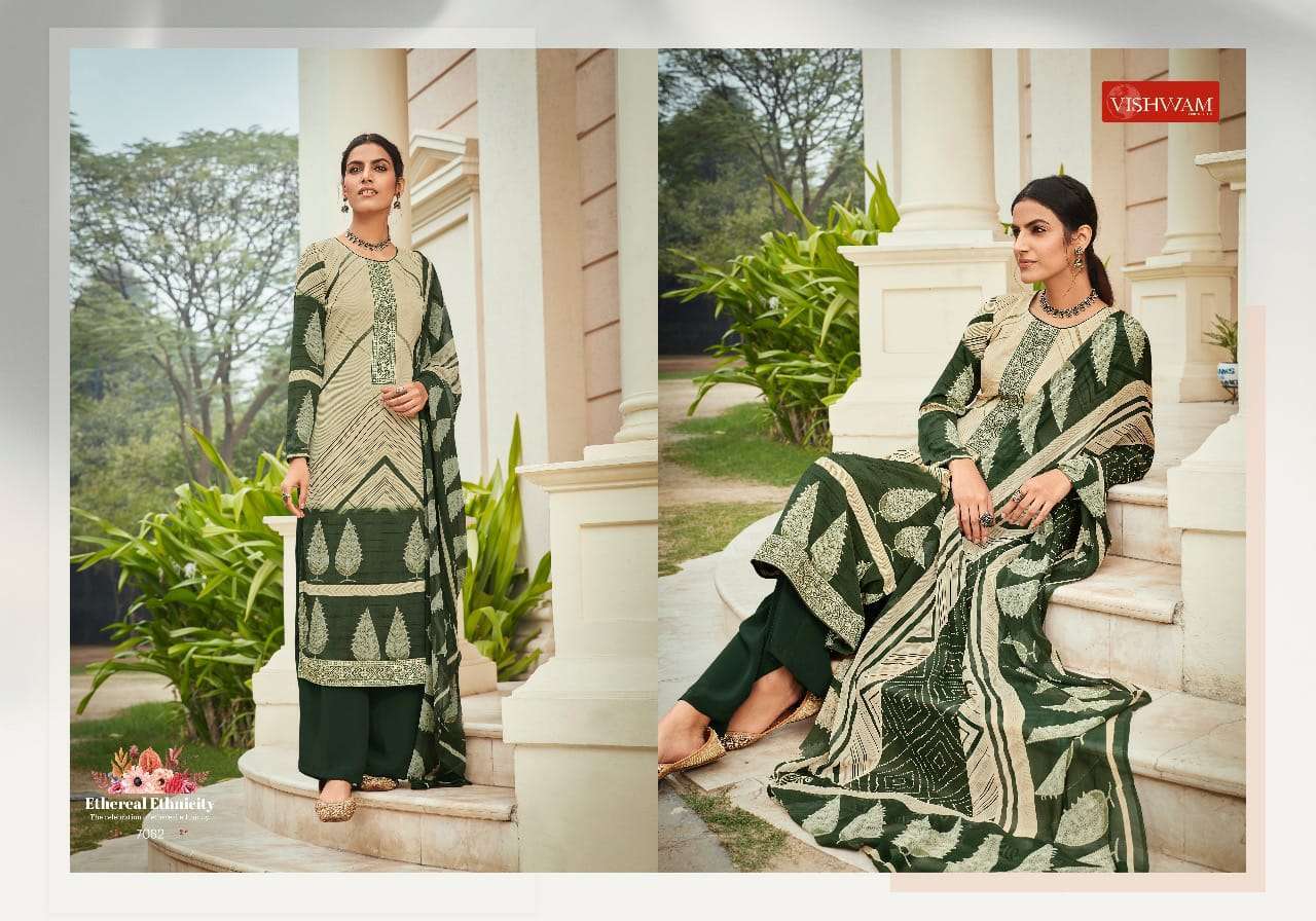 ESPRESSO VOL-5 BY VISHWAM PRINTS 7072 TO 7083 SERIES BEAUTIFUL SUITS STYLISH FANCY COLORFUL PARTY WEAR & OCCASIONAL WEAR CREPE PRINT DRESSES AT WHOLESALE PRICE