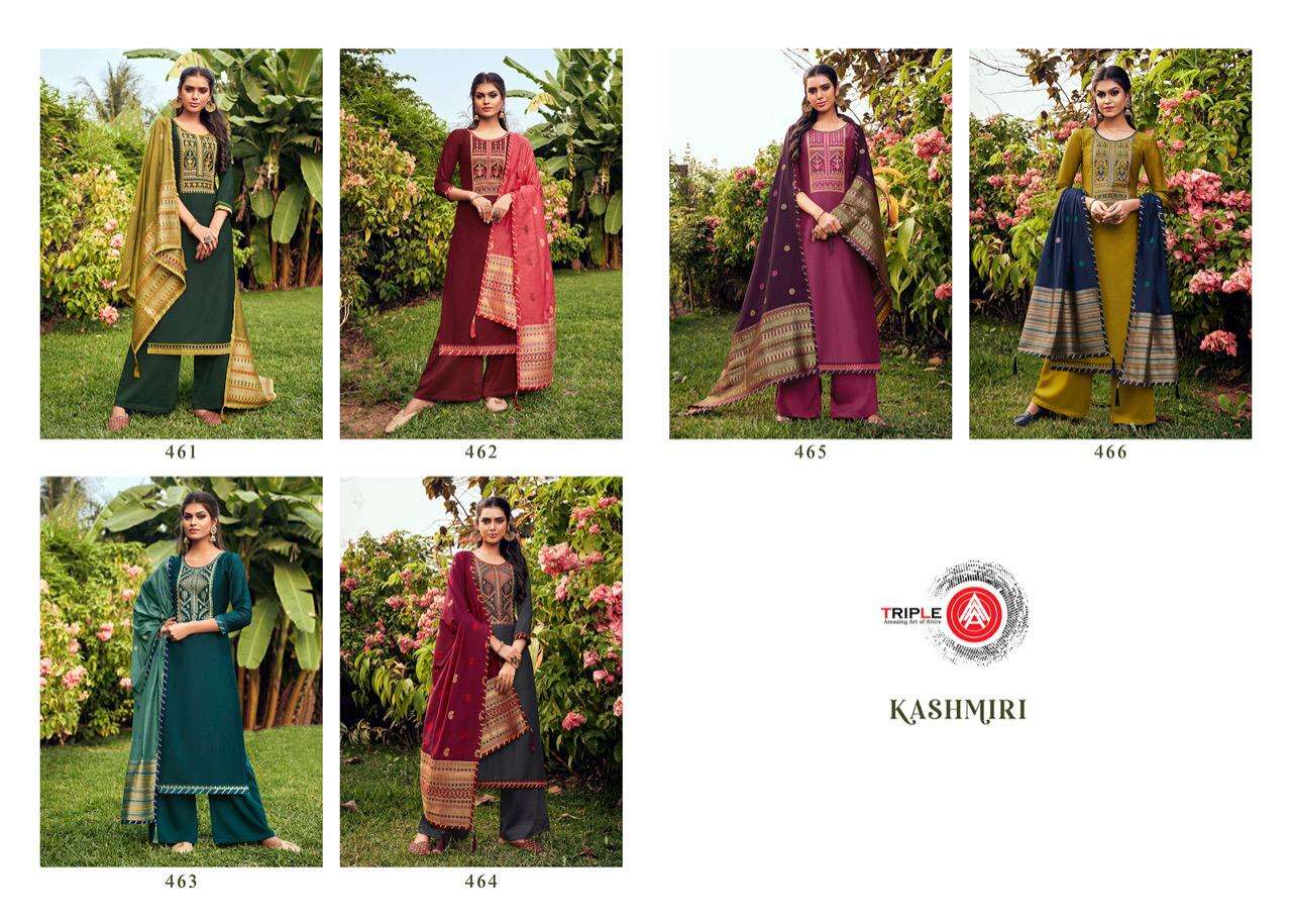 KASHMIRI BY TRIPLE AAA 461 TO 466 SERIES BEAUTIFUL PAKISTANI SUITS COLORFUL STYLISH FANCY CASUAL WEAR & ETHNIC WEAR PARAMPARA SILK EMBROIDERY DRESSES AT WHOLESALE PRICE