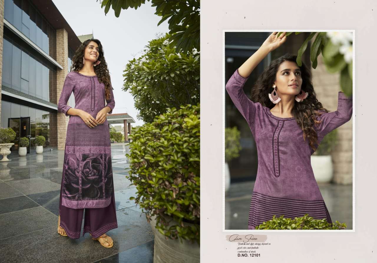 FASHION FIESTA VOL-4 BY KIVI 12101 TO 12108 SERIES BEAUTIFUL STYLISH FANCY COLORFUL CASUAL WEAR & ETHNIC WEAR & READY TO WEAR SILK PRINT KURTIS WITH BOTTOM AT WHOLESALE PRICE