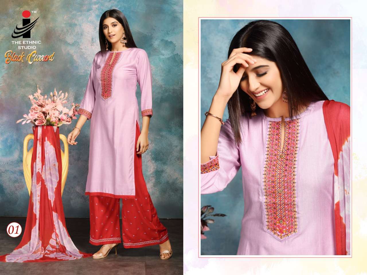 BLACK CURRENT BY THE ETHNIC STUDIO 01 TO 08 SERIES BEAUTIFUL SUITS COLORFUL STYLISH FANCY CASUAL WEAR & ETHNIC WEAR HEAVY MILANGE DRESSES AT WHOLESALE PRICE