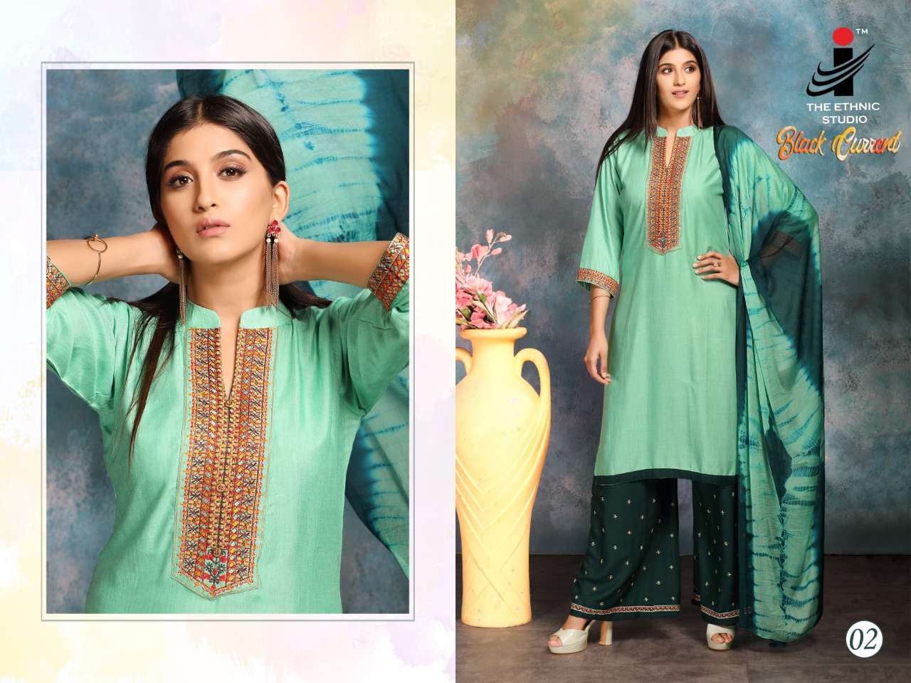 BLACK CURRENT BY THE ETHNIC STUDIO 01 TO 08 SERIES BEAUTIFUL SUITS COLORFUL STYLISH FANCY CASUAL WEAR & ETHNIC WEAR HEAVY MILANGE DRESSES AT WHOLESALE PRICE