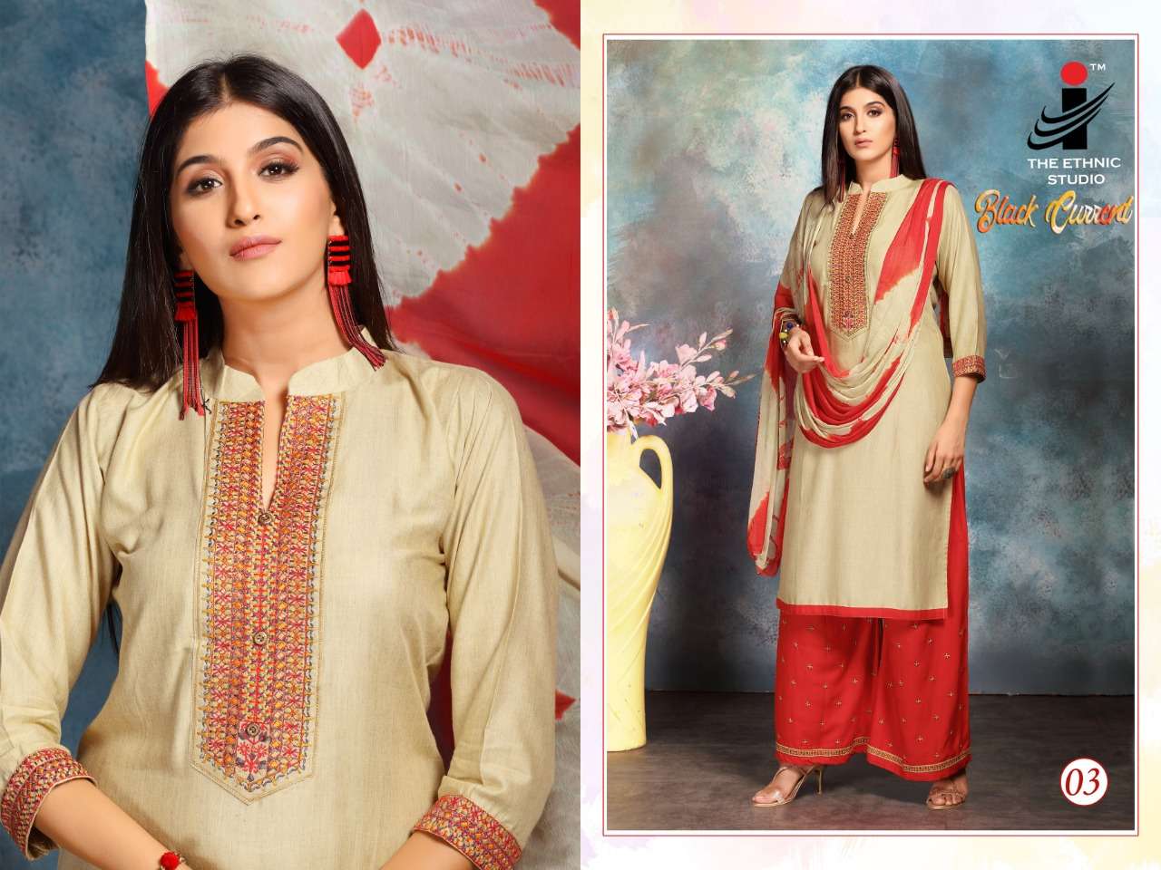 BLACK CURRENT BY THE ETHNIC STUDIO 01 TO 08 SERIES BEAUTIFUL SUITS COLORFUL STYLISH FANCY CASUAL WEAR & ETHNIC WEAR HEAVY MILANGE DRESSES AT WHOLESALE PRICE