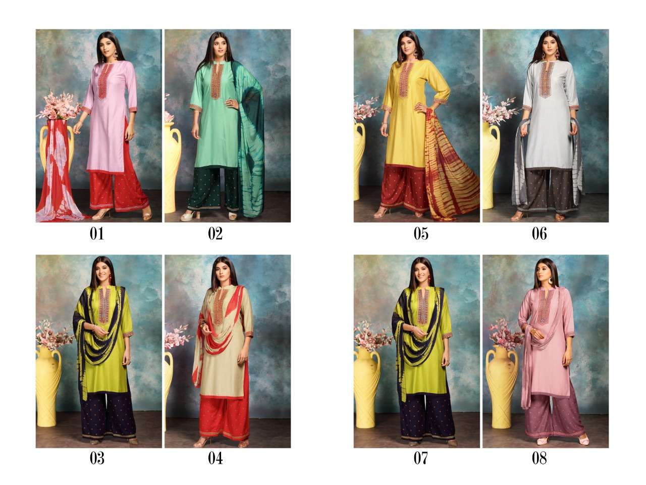 BLACK CURRENT BY THE ETHNIC STUDIO 01 TO 08 SERIES BEAUTIFUL SUITS COLORFUL STYLISH FANCY CASUAL WEAR & ETHNIC WEAR HEAVY MILANGE DRESSES AT WHOLESALE PRICE