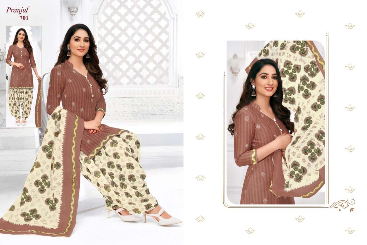 PRIYANKA VOL-7 BY PRANJUL 701 TO 740 SERIES BEAUTIFUL SUITS STYLISH FANCY COLORFUL CASUAL WEAR & ETHNIC WEAR PURE COTTON PRINTED DRESSES AT WHOLESALE PRICE