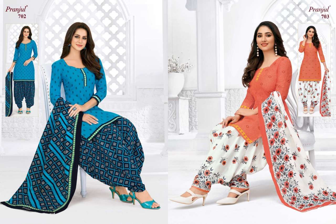PRIYANKA VOL-7 BY PRANJUL 701 TO 740 SERIES BEAUTIFUL SUITS STYLISH FANCY COLORFUL CASUAL WEAR & ETHNIC WEAR PURE COTTON PRINTED DRESSES AT WHOLESALE PRICE