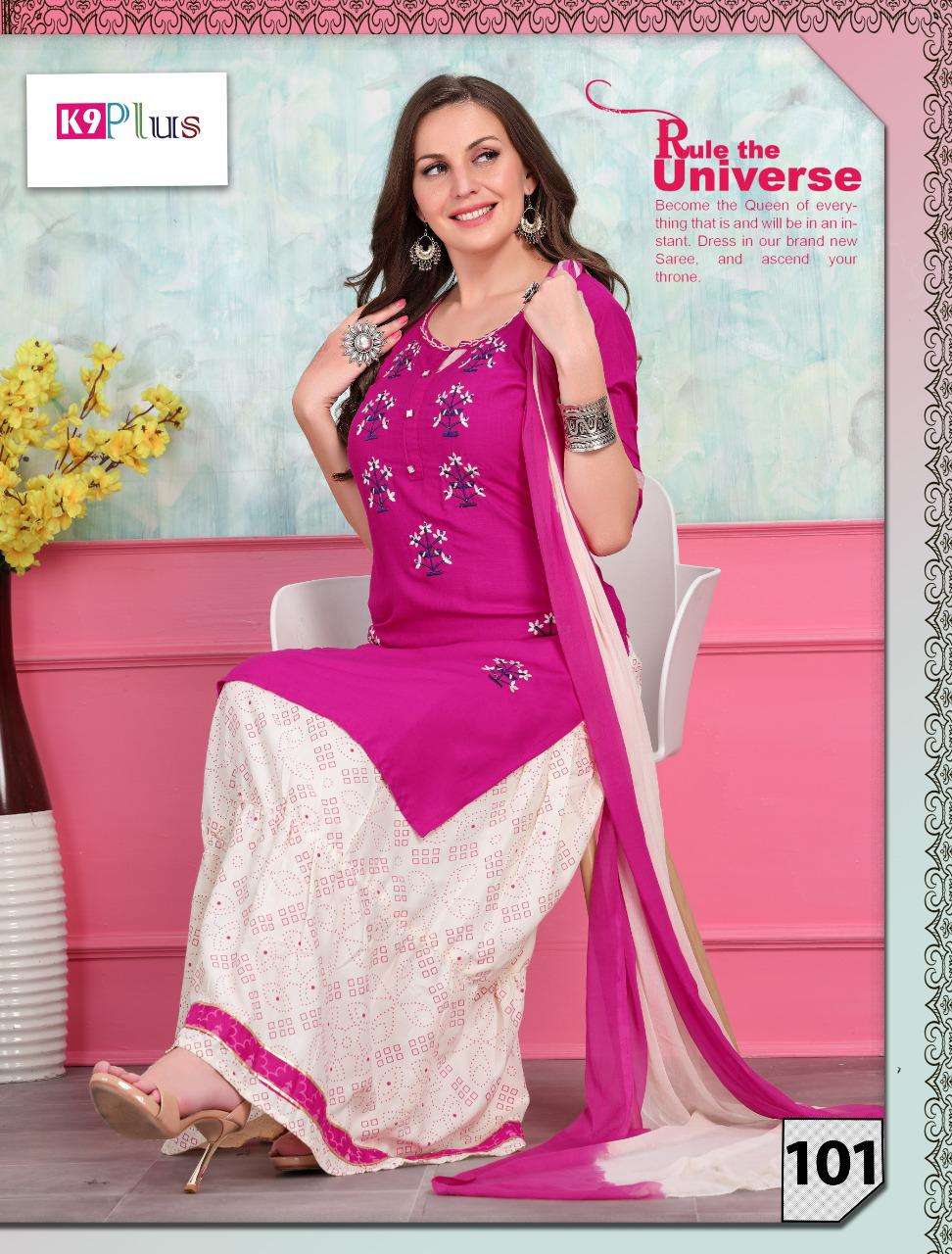 SIMONA BY K9 PLUS 101 TO 108 SERIES BEAUTIFUL SUITS COLORFUL STYLISH FANCY CASUAL WEAR & ETHNIC WEAR RAYON WITH EMBROIDERY DRESSES AT WHOLESALE PRICE