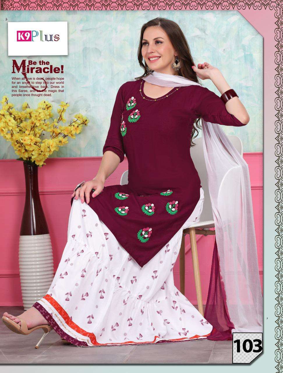 SIMONA BY K9 PLUS 101 TO 108 SERIES BEAUTIFUL SUITS COLORFUL STYLISH FANCY CASUAL WEAR & ETHNIC WEAR RAYON WITH EMBROIDERY DRESSES AT WHOLESALE PRICE