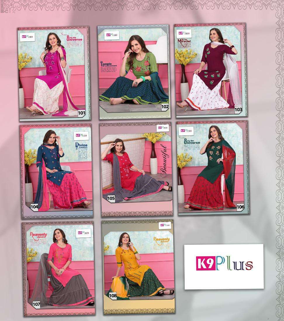 SIMONA BY K9 PLUS 101 TO 108 SERIES BEAUTIFUL SUITS COLORFUL STYLISH FANCY CASUAL WEAR & ETHNIC WEAR RAYON WITH EMBROIDERY DRESSES AT WHOLESALE PRICE
