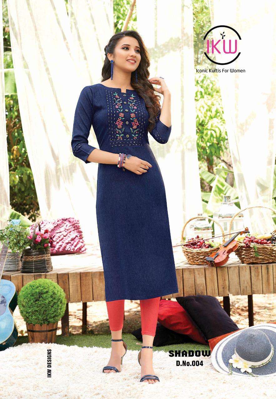 SHADOW VOL-1 BY IKW 001 TO 008 SERIES STYLISH FANCY BEAUTIFUL COLORFUL CASUAL WEAR & ETHNIC WEAR RAYON WEAVED KURTIS AT WHOLESALE PRICE