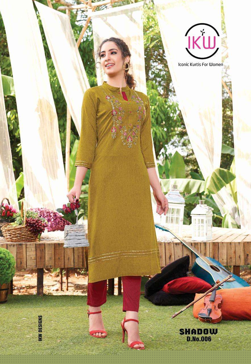 SHADOW VOL-1 BY IKW 001 TO 008 SERIES STYLISH FANCY BEAUTIFUL COLORFUL CASUAL WEAR & ETHNIC WEAR RAYON WEAVED KURTIS AT WHOLESALE PRICE