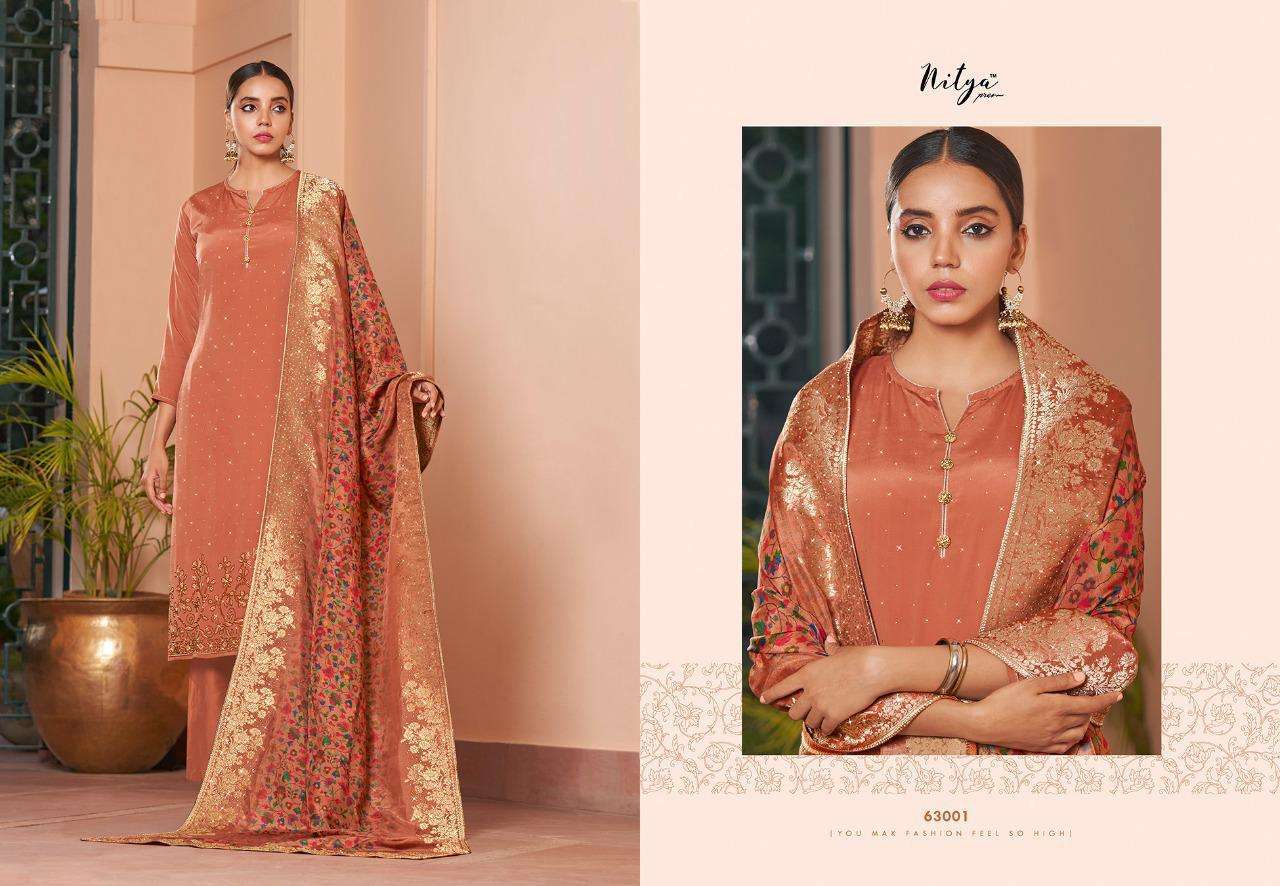 Nitya Vol-163 By Lt Fabrics 63001 To 63007 Series Designer Suits Beautiful Fancy Colorful Stylish Party Wear & Ethnic Wear Natural Crepe With Embroidery Dresses At Wholesale Price
