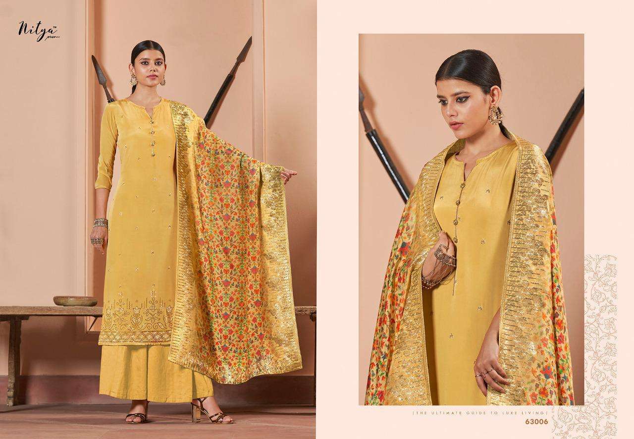 Nitya Vol-163 By Lt Fabrics 63001 To 63007 Series Designer Suits Beautiful Fancy Colorful Stylish Party Wear & Ethnic Wear Natural Crepe With Embroidery Dresses At Wholesale Price