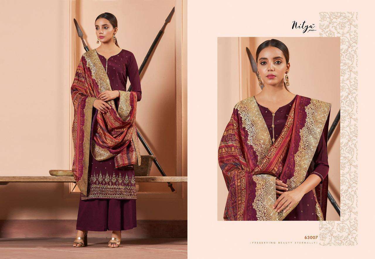 Nitya Vol-163 By Lt Fabrics 63001 To 63007 Series Designer Suits Beautiful Fancy Colorful Stylish Party Wear & Ethnic Wear Natural Crepe With Embroidery Dresses At Wholesale Price
