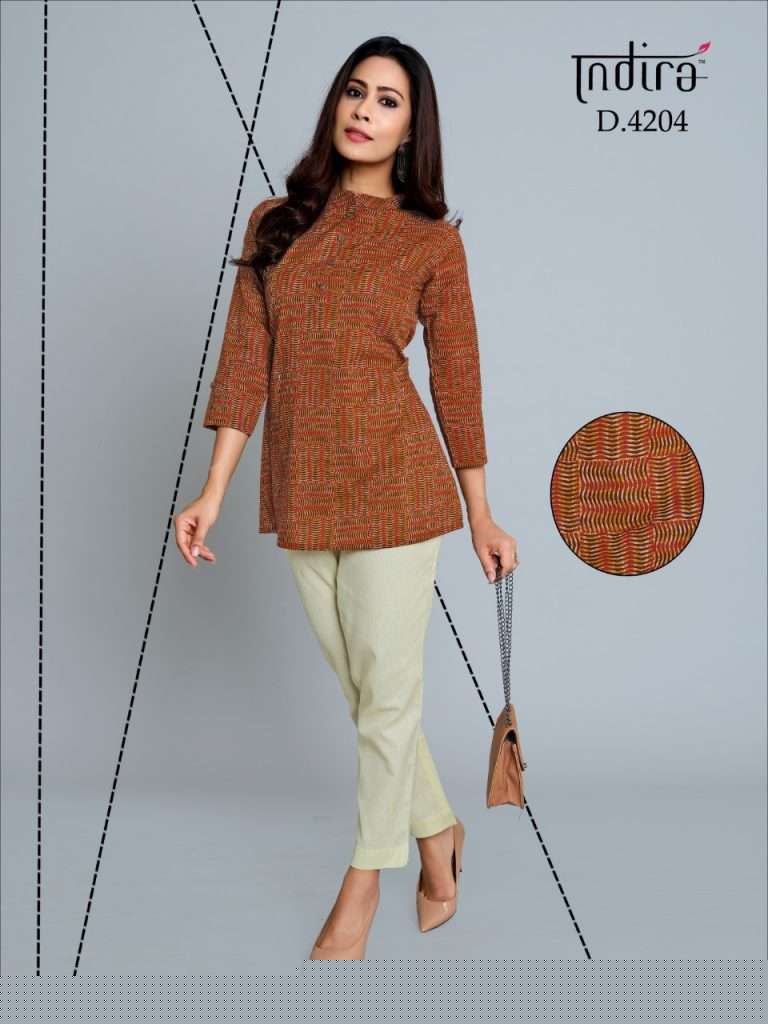 KAMEEZ VOL-2 BY INDIRA 4201 TO 4210 SERIES BEAUTIFUL COLORFUL STYLISH FANCY CASUAL WEAR & READY TO WEAR PURE JAIPURI CAMBRIC COTTON TOPS AT WHOLESALE PRICE