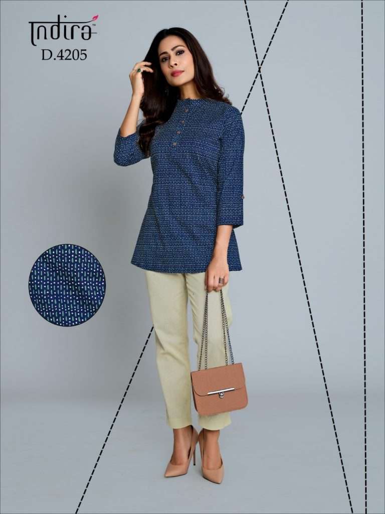 KAMEEZ VOL-2 BY INDIRA 4201 TO 4210 SERIES BEAUTIFUL COLORFUL STYLISH FANCY CASUAL WEAR & READY TO WEAR PURE JAIPURI CAMBRIC COTTON TOPS AT WHOLESALE PRICE