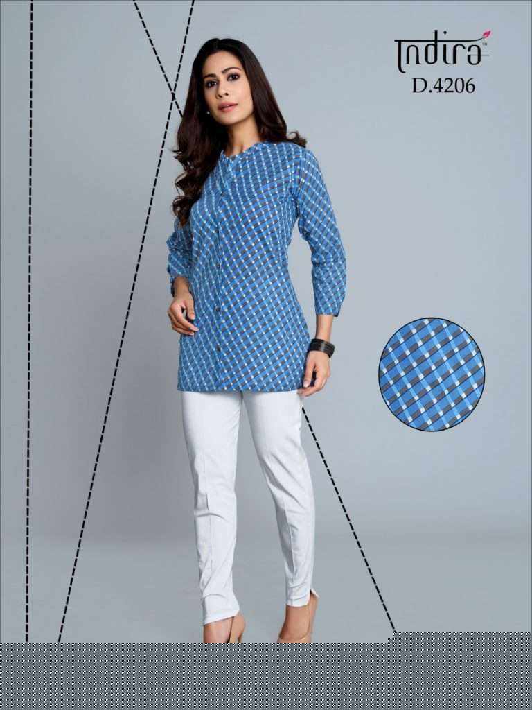 KAMEEZ VOL-2 BY INDIRA 4201 TO 4210 SERIES BEAUTIFUL COLORFUL STYLISH FANCY CASUAL WEAR & READY TO WEAR PURE JAIPURI CAMBRIC COTTON TOPS AT WHOLESALE PRICE