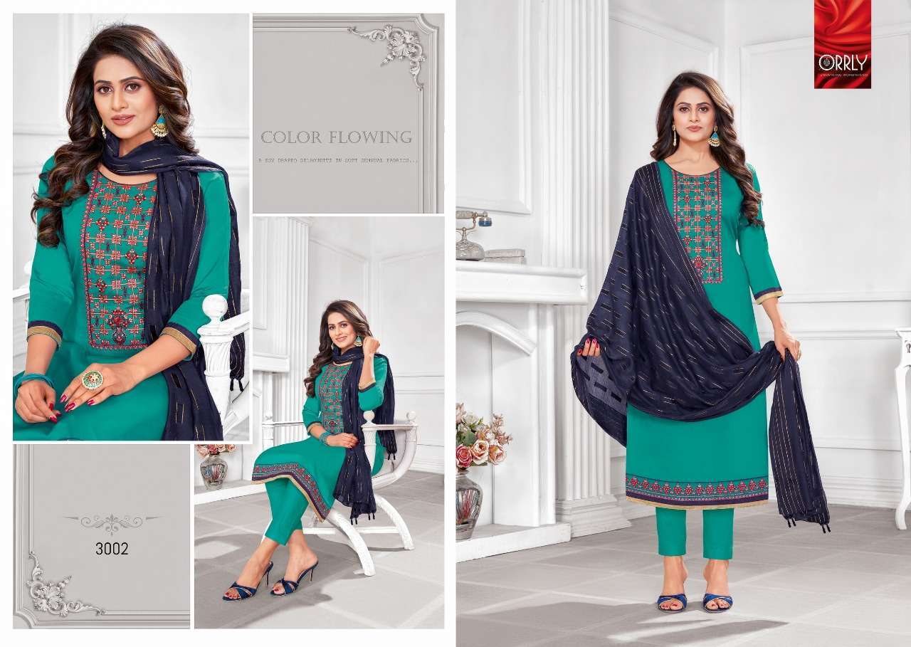 HIRAYA BY ORRLY 3001 TO 3007 SERIES DESIGNER SUITS BEAUTIFUL FANCY COLORFUL STYLISH PARTY WEAR & OCCASIONAL WEAR JAM COTTON EMBROIDERED DRESSES AT WHOLESALE PRICE