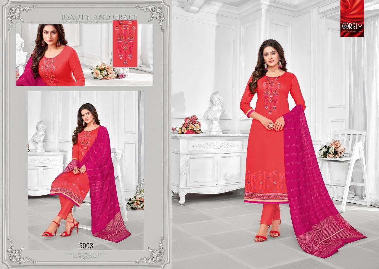 HIRAYA BY ORRLY 3001 TO 3007 SERIES DESIGNER SUITS BEAUTIFUL FANCY COLORFUL STYLISH PARTY WEAR & OCCASIONAL WEAR JAM COTTON EMBROIDERED DRESSES AT WHOLESALE PRICE