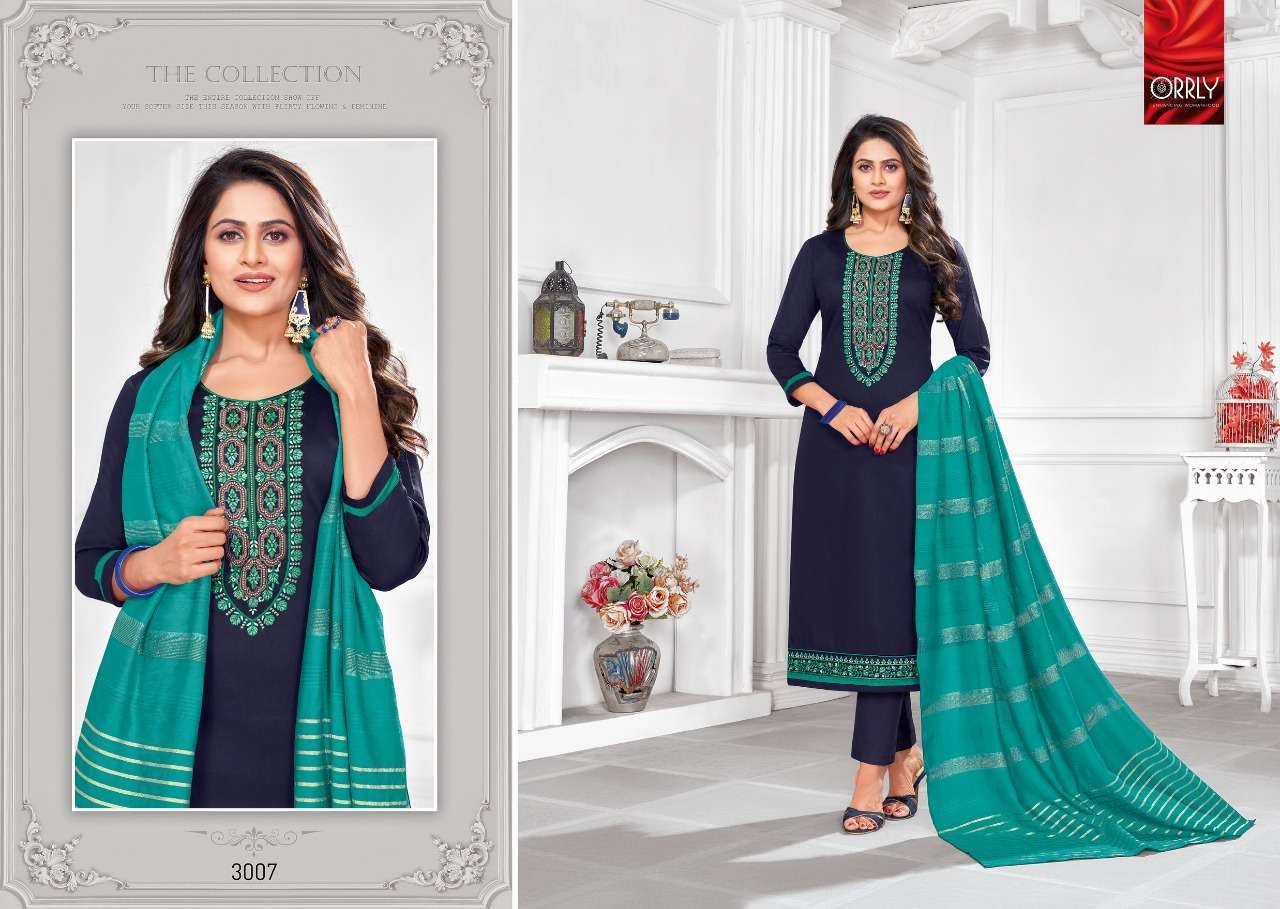 HIRAYA BY ORRLY 3001 TO 3007 SERIES DESIGNER SUITS BEAUTIFUL FANCY COLORFUL STYLISH PARTY WEAR & OCCASIONAL WEAR JAM COTTON EMBROIDERED DRESSES AT WHOLESALE PRICE