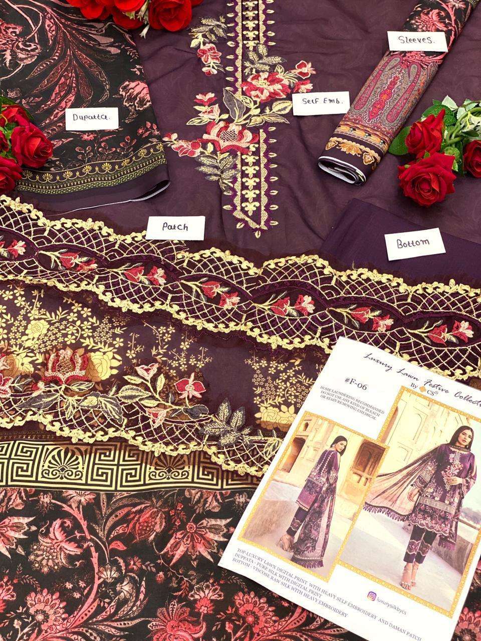 LUXURY LAWN FESTIVE COLLECTION VOL-2 NX BY CS BEAUTIFUL SUITS STYLISH FANCY COLORFUL PARTY WEAR & OCCASIONAL WEAR LUXURY LAWN DIGITAL PRINT AT WHOLESALE PRICE