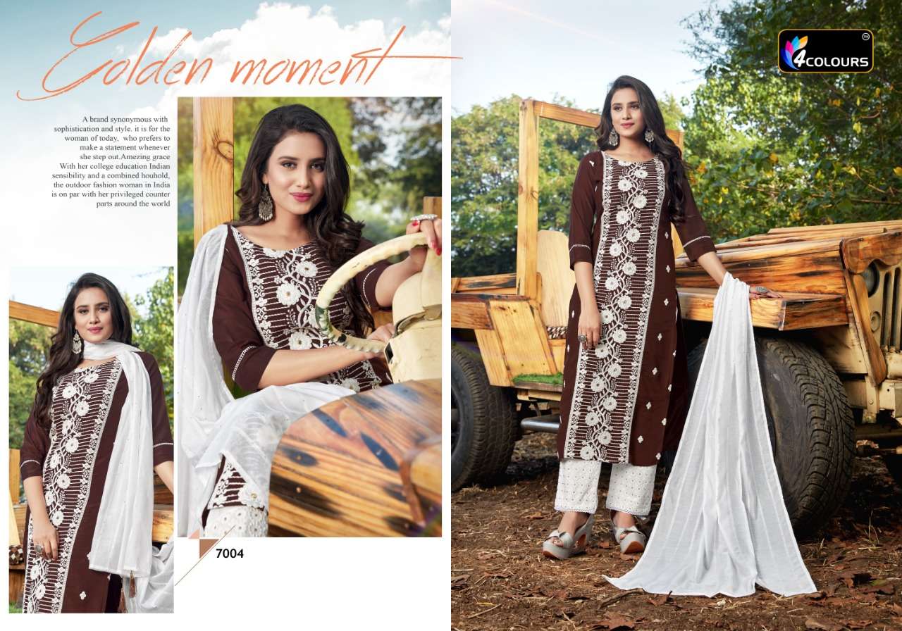 LAKHNAVI BY 4 COLOURS 1001 TO 1006 SERIES DESIGNER BEAUTIFUL SUITS COLORFUL STYLISH FANCY CASUAL WEAR & ETHNIC WEAR PURE MUSLIN EMBROIDERED DRESSES AT WHOLESALE PRICE