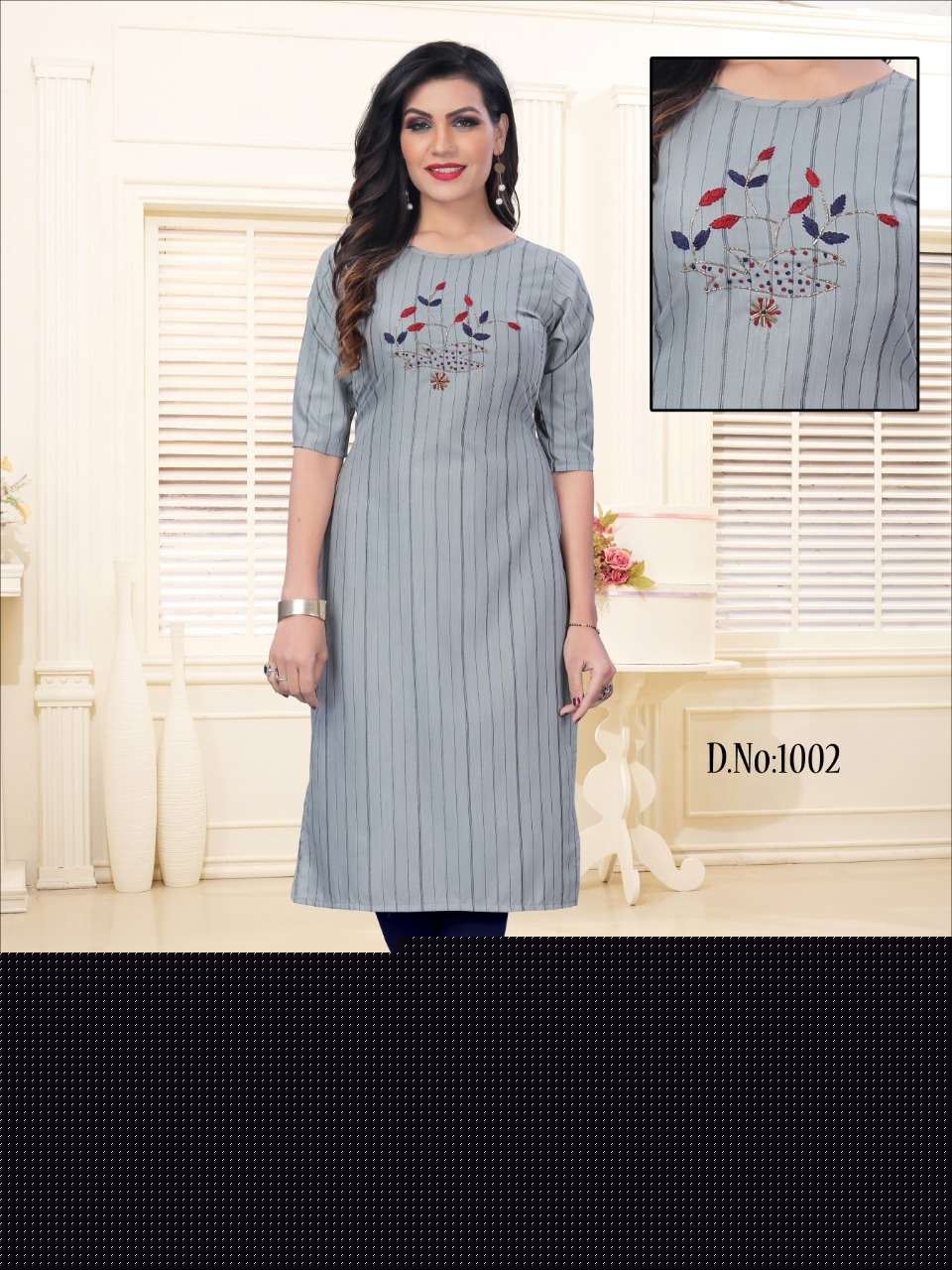 FASHION GALI BY RIDHANI 1001 TO 1005 SERIES BEAUTIFUL STYLISH FANCY COLORFUL CASUAL WEAR & ETHNIC WEAR & READY TO WEAR HEAVY RAYON EMBROIDERED KURTIS AT WHOLESALE PRICE