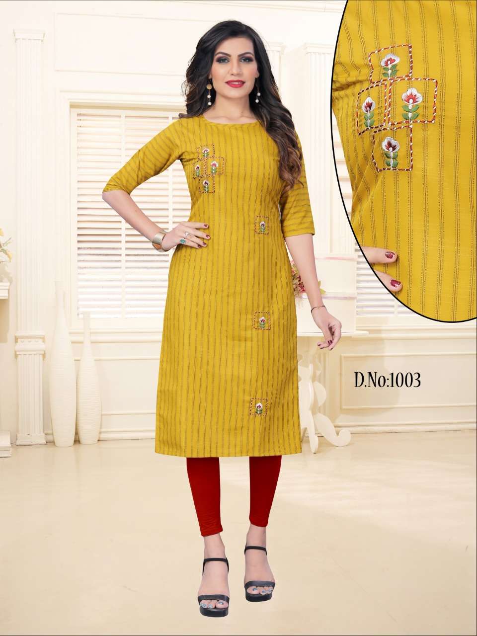 FASHION GALI BY RIDHANI 1001 TO 1005 SERIES BEAUTIFUL STYLISH FANCY COLORFUL CASUAL WEAR & ETHNIC WEAR & READY TO WEAR HEAVY RAYON EMBROIDERED KURTIS AT WHOLESALE PRICE